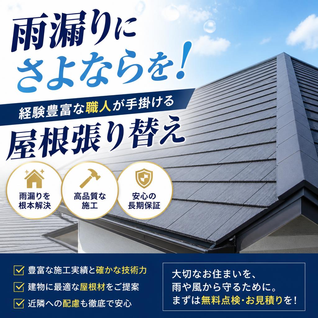 雨漏りにさよならを！経験豊富な職人が手掛ける屋根張り替え