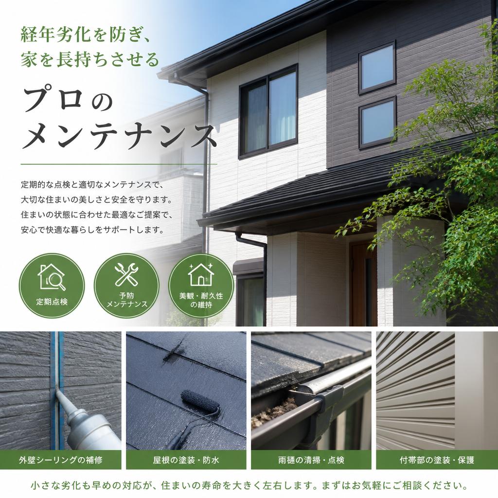経年劣化を防ぎ、家を長持ちさせるプロのメンテナンス